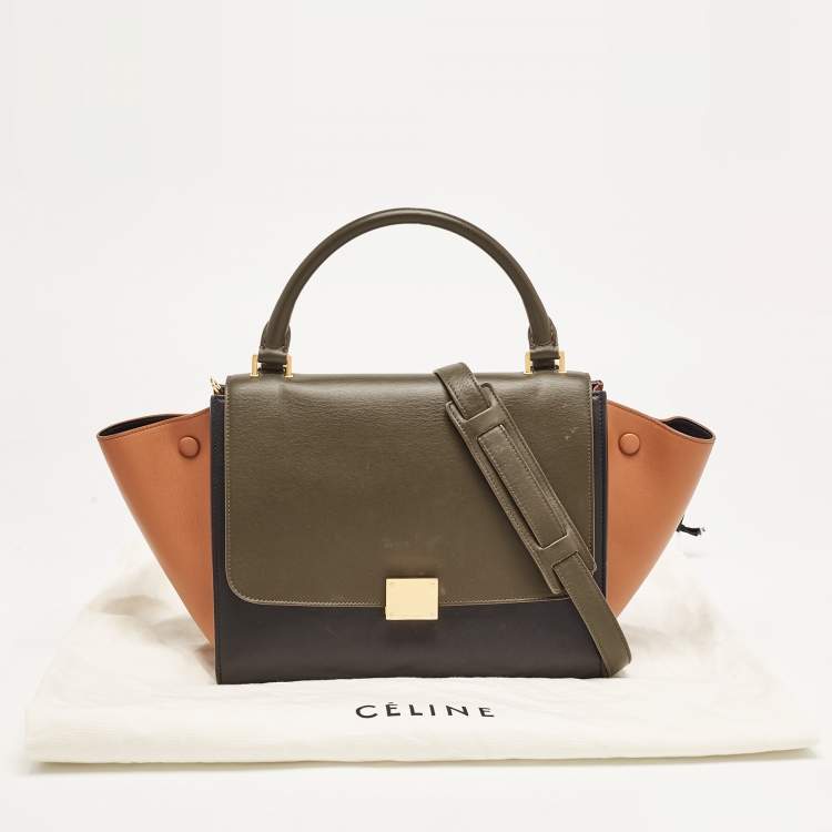 Pre Owned Celine Tricolor Leather Small Trapeze Top Handle Bag