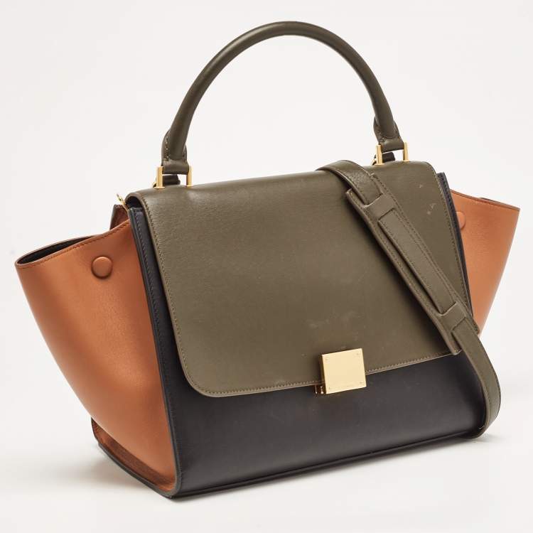 Pre Owned Celine Tricolor Leather Small Trapeze Top Handle Bag