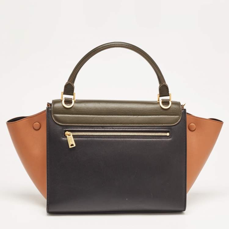 Pre Owned Celine Tricolor Leather Small Trapeze Top Handle Bag