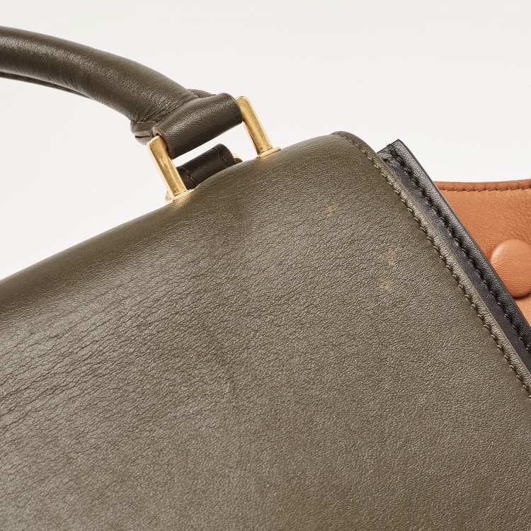 Pre Owned Celine Tricolor Leather Small Trapeze Top Handle Bag