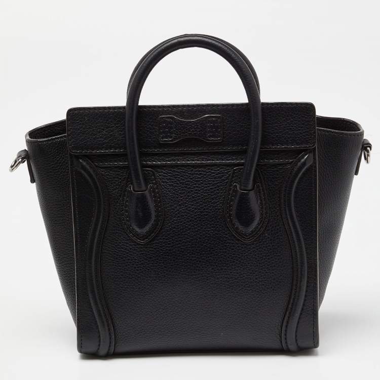 Pre Owned Céline Black Leather Nano Luggage Tote