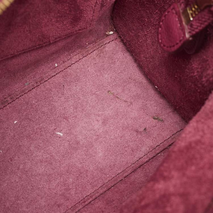 Pre Owned Celine Burgundy Leather Nano Luggage Tote Bag