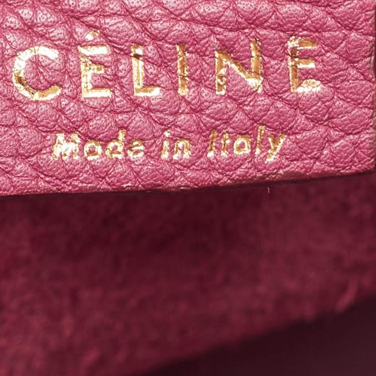 Pre Owned Celine Burgundy Leather Nano Luggage Tote Bag