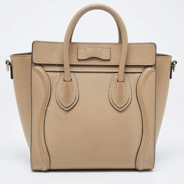 Pre Owned Céline Beige Leather Nano Luggage Tote
