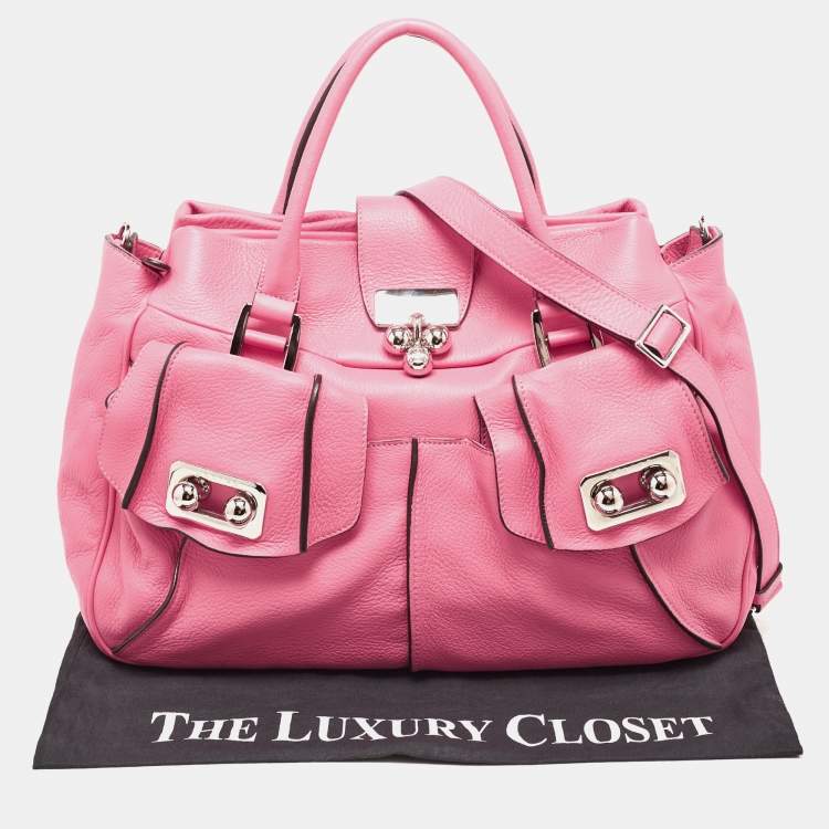 Pre Owned Celine Fuchsia Leather Blossom Satchel