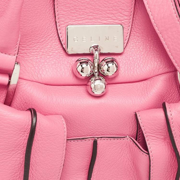 Pre Owned Celine Fuchsia Leather Blossom Satchel