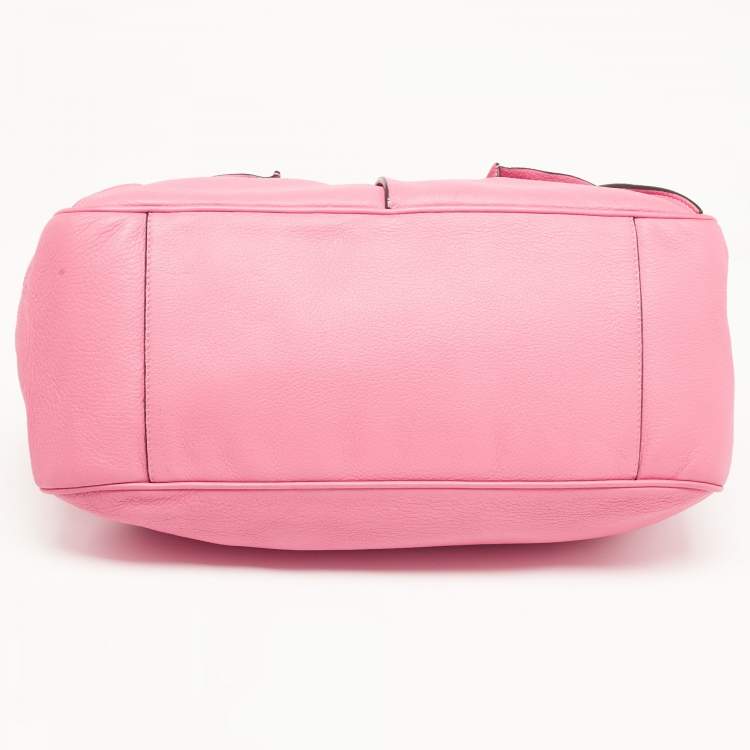 Pre Owned Celine Fuchsia Leather Blossom Satchel