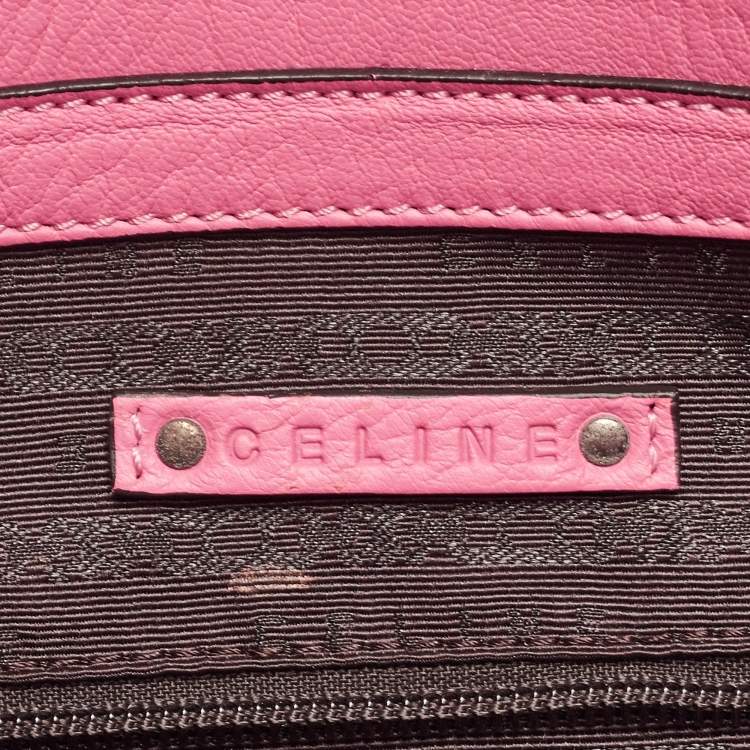 Pre Owned Celine Fuchsia Leather Blossom Satchel