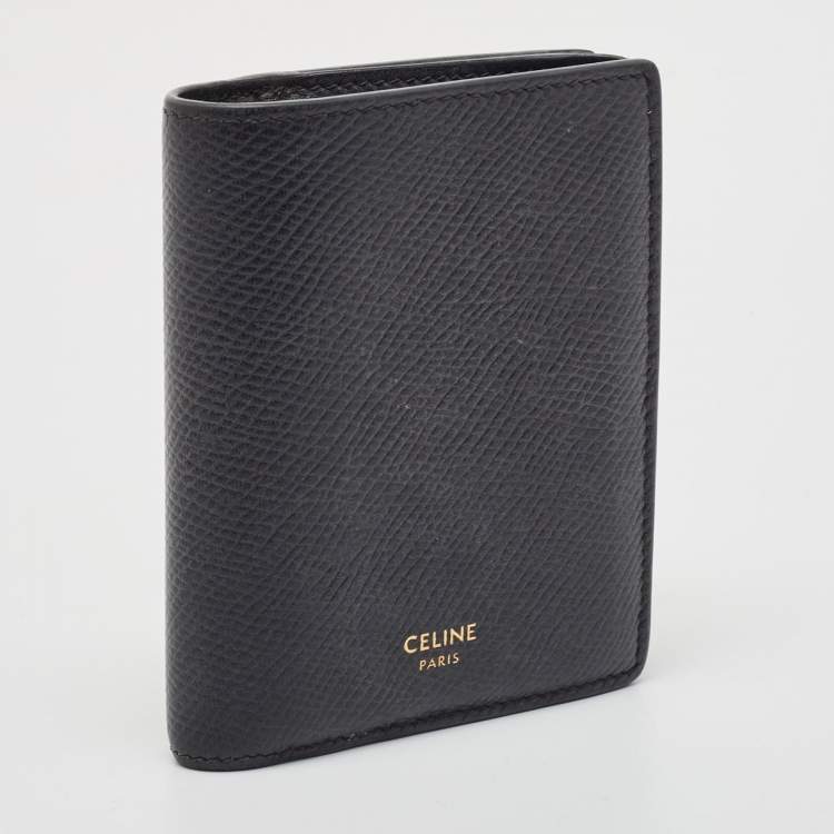 Pre Owned Celine Black Leather Zip Bifold Compact Wallet
