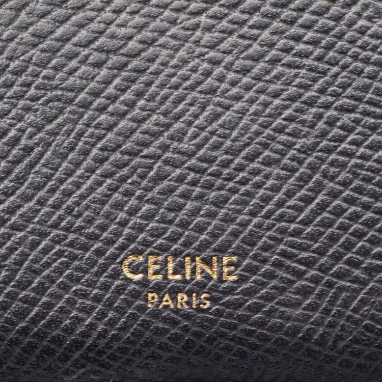 Pre Owned Celine Black Leather Zip Bifold Compact Wallet
