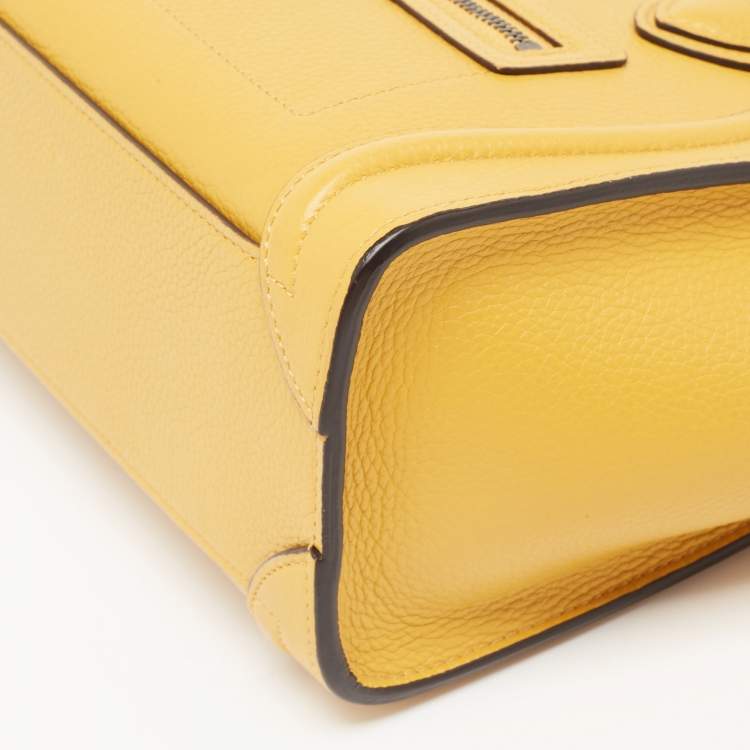 Pre Owned Céline Mustard Leather Nano Luggage Tote