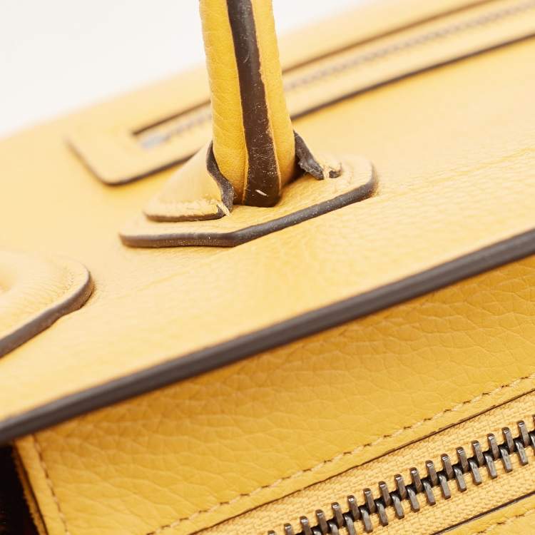 Pre Owned Céline Mustard Leather Nano Luggage Tote