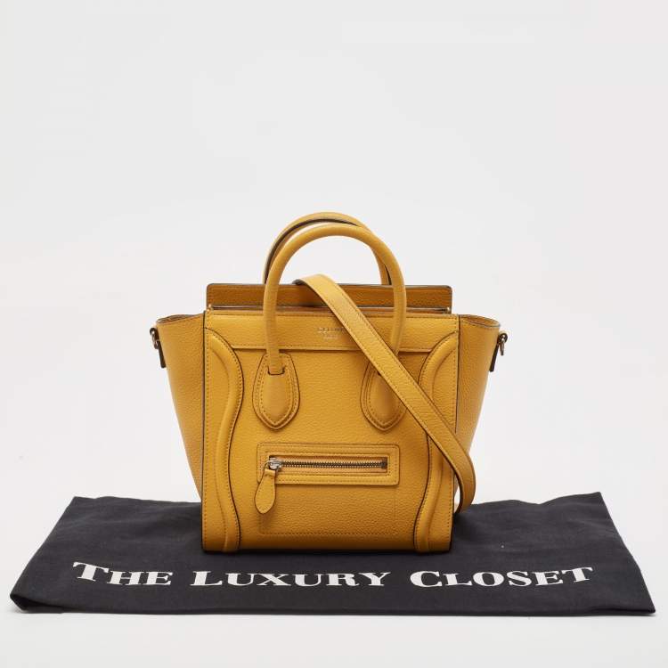 Pre Owned Céline Mustard Leather Nano Luggage Tote