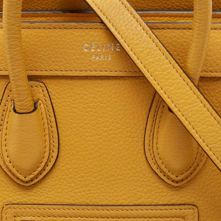 Pre Owned Céline Mustard Leather Nano Luggage Tote
