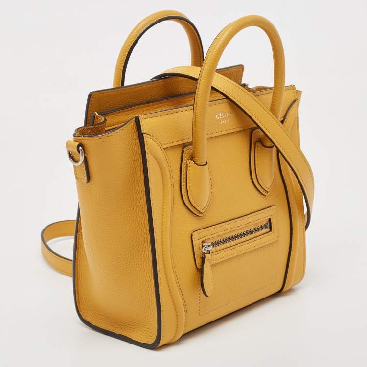 Pre Owned Céline Mustard Leather Nano Luggage Tote