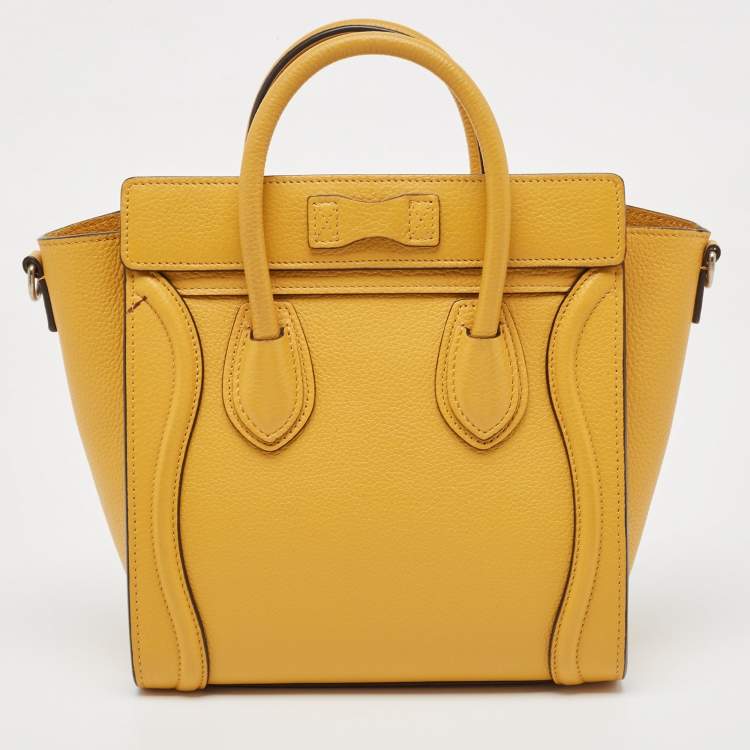 Pre Owned Céline Mustard Leather Nano Luggage Tote