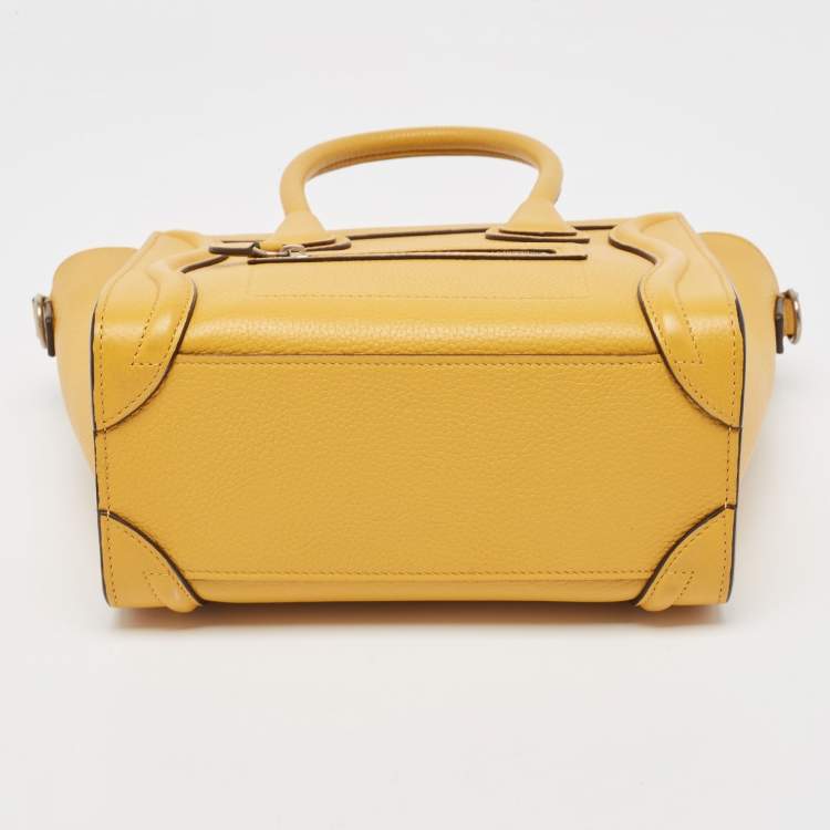 Pre Owned Céline Mustard Leather Nano Luggage Tote