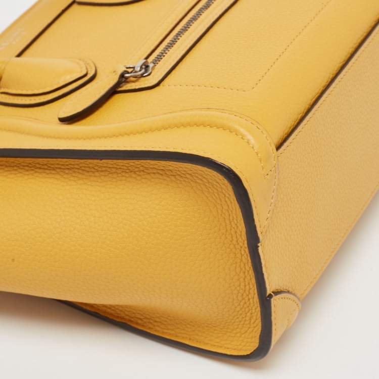 Pre Owned Céline Mustard Leather Nano Luggage Tote