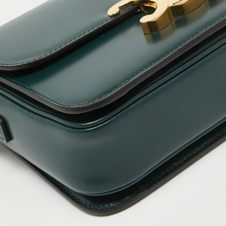 Pre Owned Celine Dark Green Leather Teen Triomphe Shoulder Bag