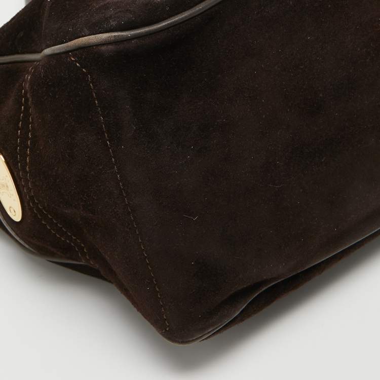 Pre Owned Celine Dark Brown Suede and Leather Boogie Satchel