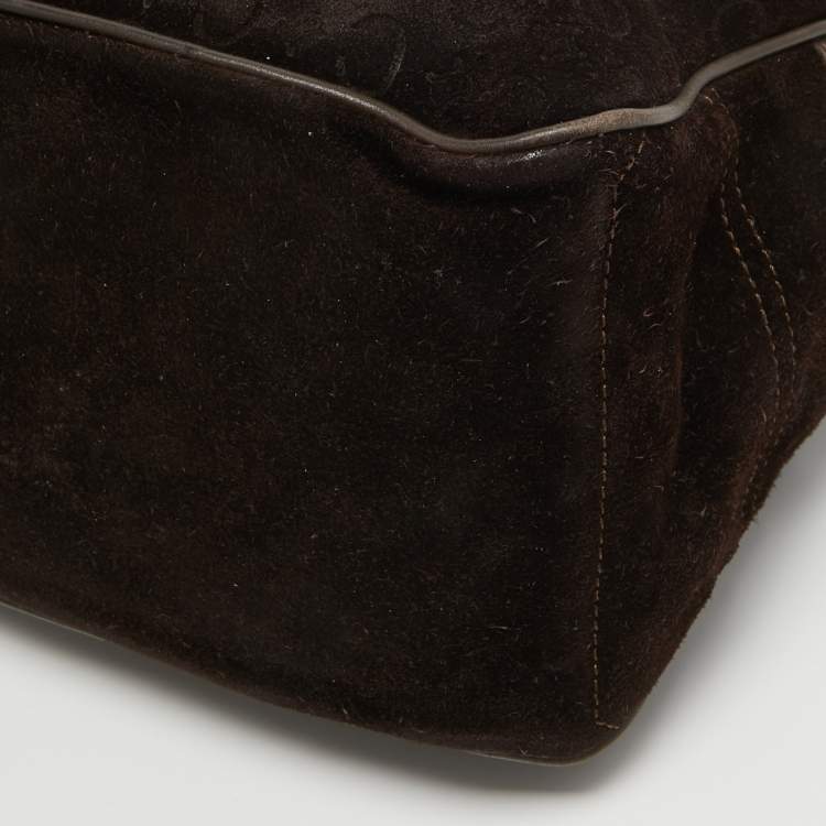 Pre Owned Celine Dark Brown Suede and Leather Boogie Satchel