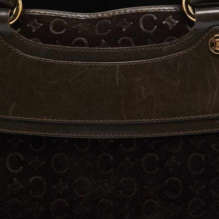 Pre Owned Celine Dark Brown Suede and Leather Boogie Satchel