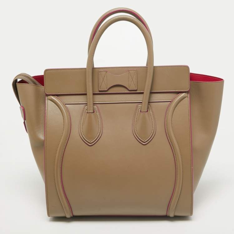 Pre Owned Celine Beige Leather Mini Luggage Tote