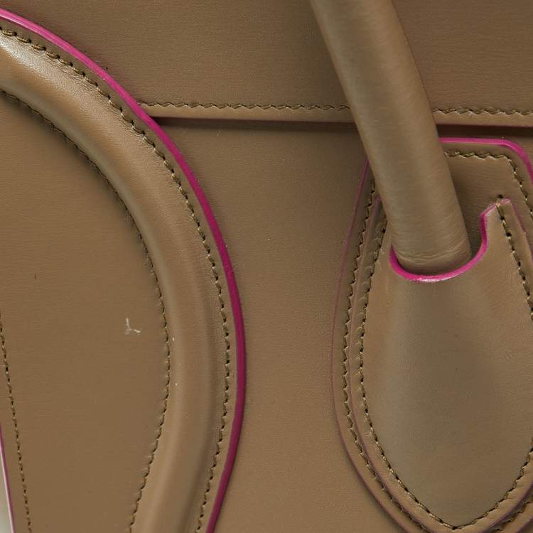 Pre Owned Celine Beige Leather Mini Luggage Tote
