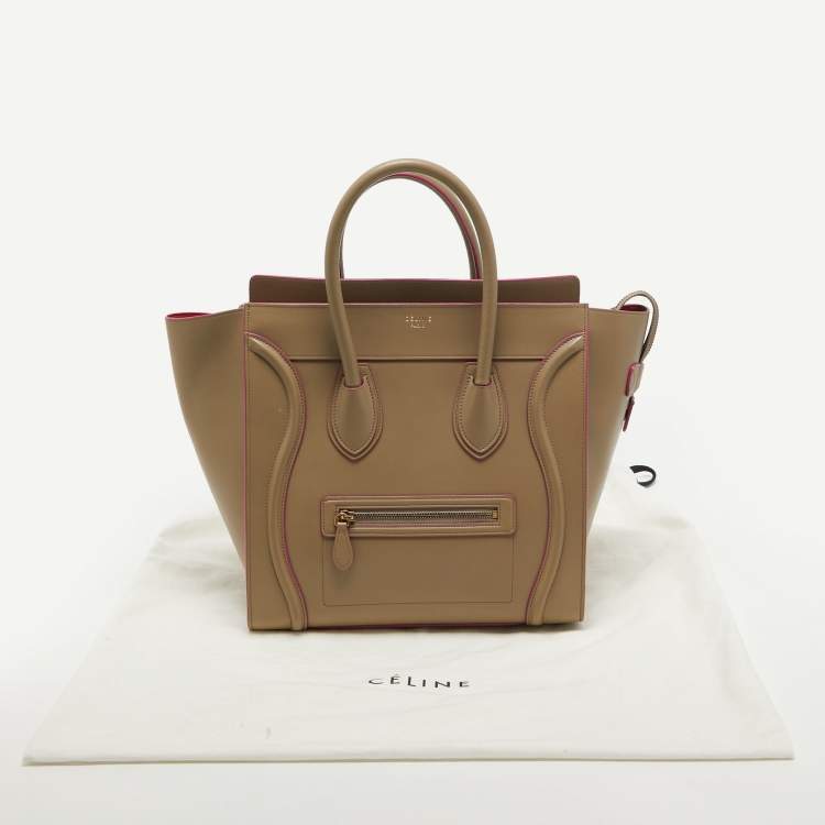 Pre Owned Celine Beige Leather Mini Luggage Tote