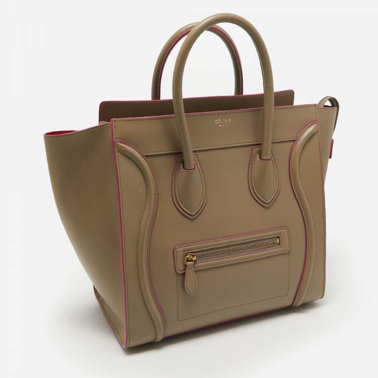 Pre Owned Celine Beige Leather Mini Luggage Tote