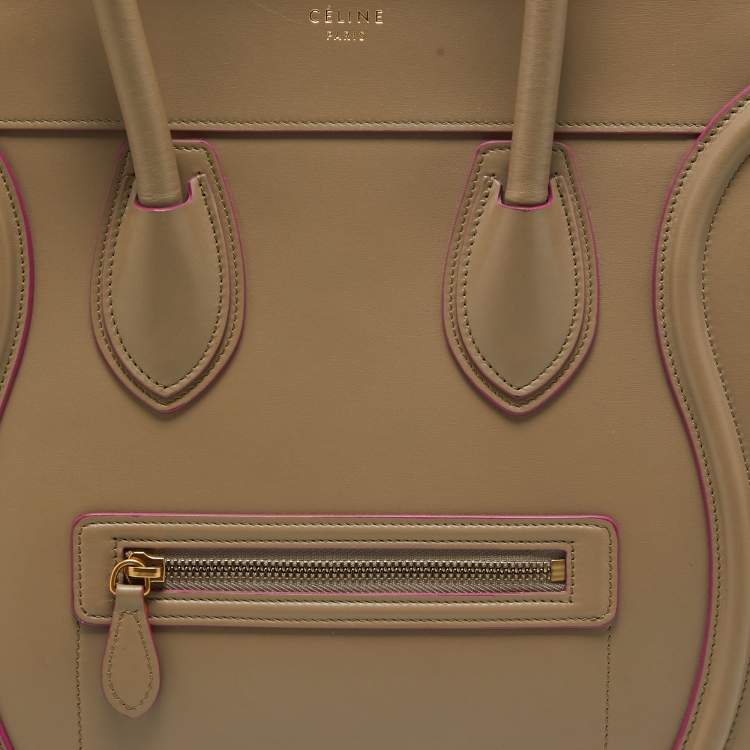 Pre Owned Celine Beige Leather Mini Luggage Tote