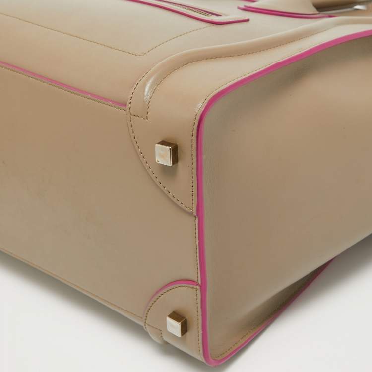 Pre Owned Celine Beige Leather Mini Luggage Tote