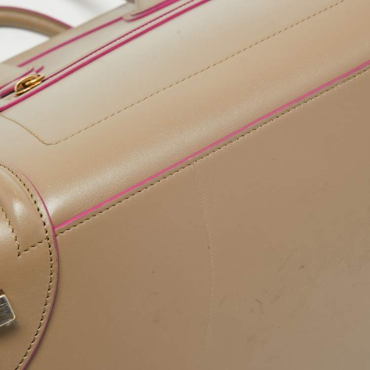 Pre Owned Celine Beige Leather Mini Luggage Tote