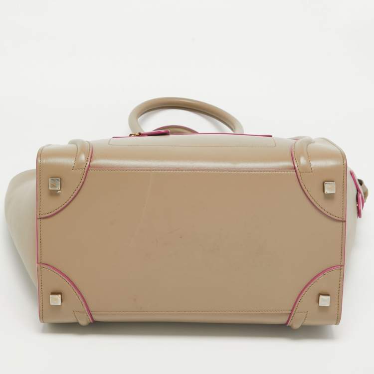 Pre Owned Celine Beige Leather Mini Luggage Tote