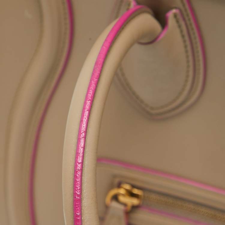 Pre Owned Celine Beige Leather Mini Luggage Tote