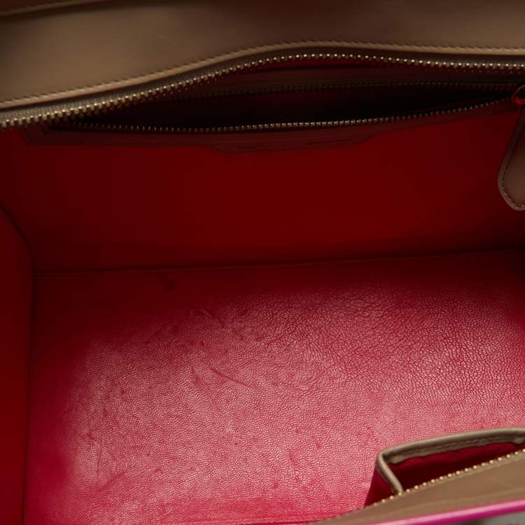 Pre Owned Celine Beige Leather Mini Luggage Tote