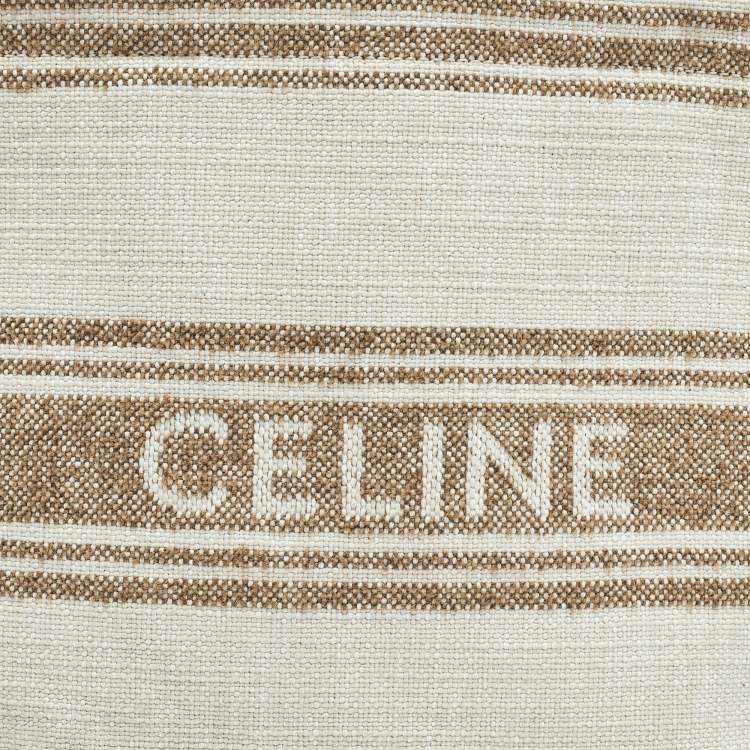 Pre Owned Celine Beige/Brown Striped Jacquard Cabas Thais Tote