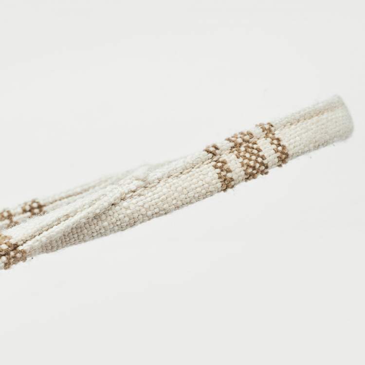 Pre Owned Celine Beige/Brown Striped Jacquard Cabas Thais Tote