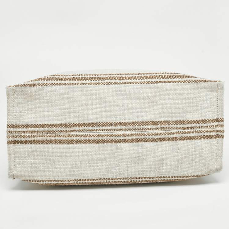 Pre Owned Celine Beige/Brown Striped Jacquard Cabas Thais Tote