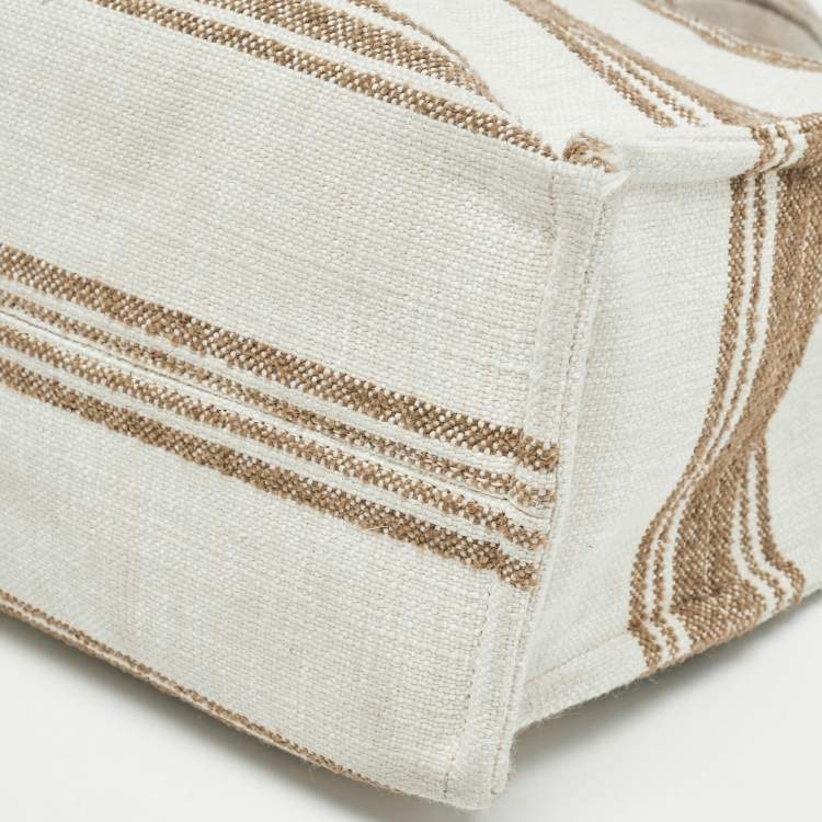 Pre Owned Celine Beige/Brown Striped Jacquard Cabas Thais Tote