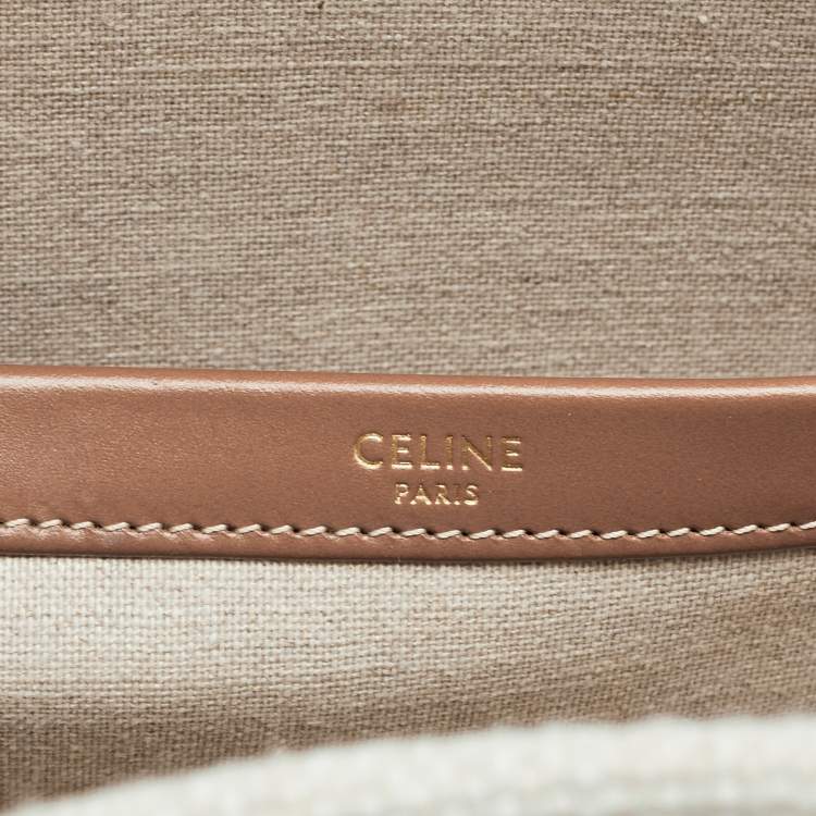 Pre Owned Celine Beige/Brown Striped Jacquard Cabas Thais Tote