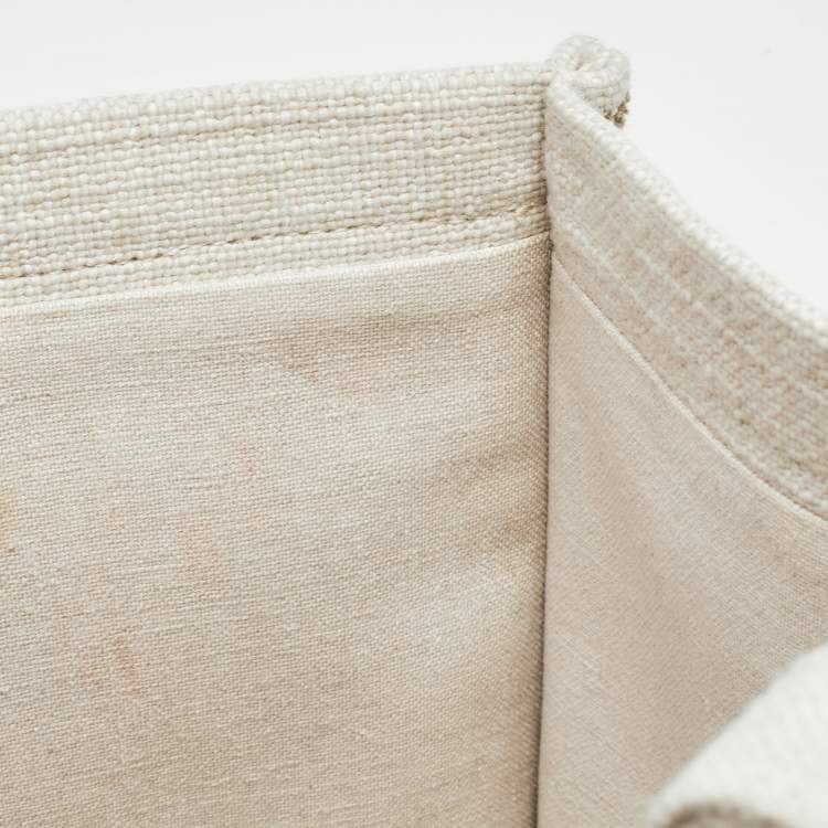 Pre Owned Celine Beige/Brown Striped Jacquard Cabas Thais Tote