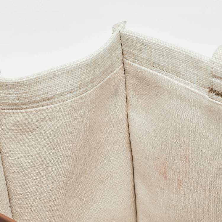 Pre Owned Celine Beige/Brown Striped Jacquard Cabas Thais Tote