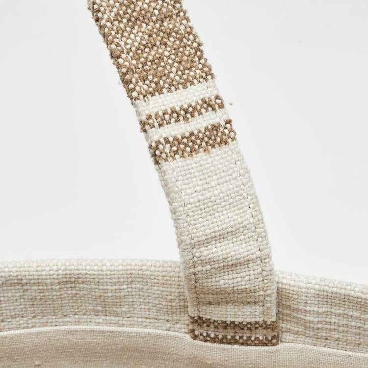 Pre Owned Celine Beige/Brown Striped Jacquard Cabas Thais Tote