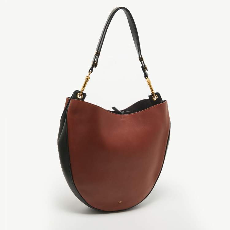 Pre Owned Celine Brown/Navy Blue Leather Hobo 