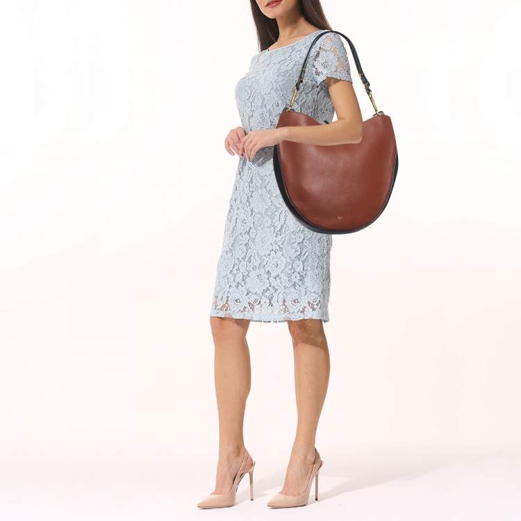 Pre Owned Celine Brown/Navy Blue Leather Hobo 