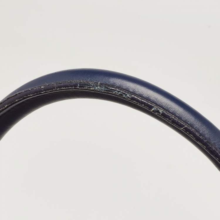 Pre Owned Celine Two Tone Blue Nubuck and Leather Medium Phantom Tote