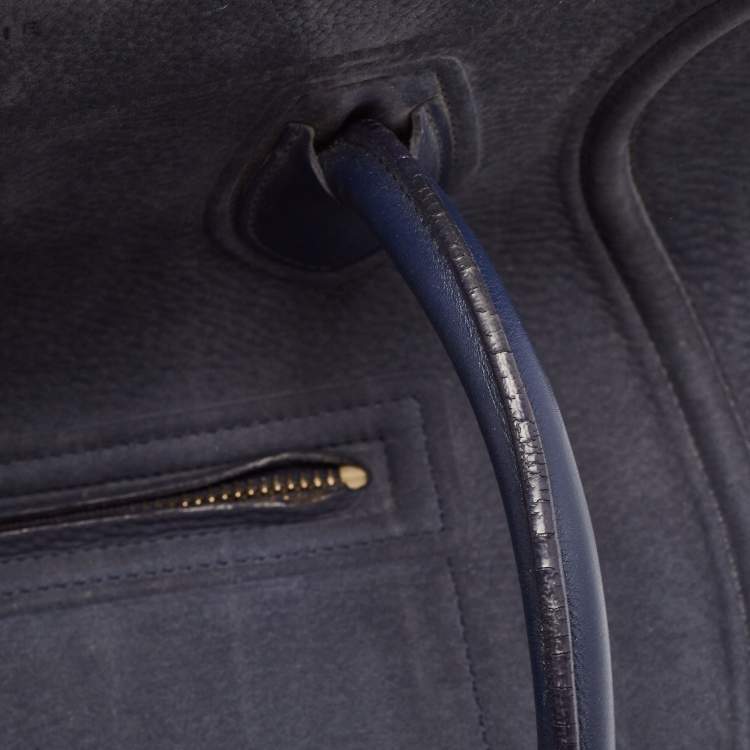 Pre Owned Celine Two Tone Blue Nubuck and Leather Medium Phantom Tote