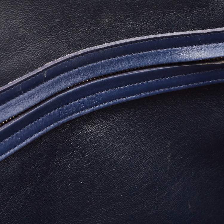 Pre Owned Celine Two Tone Blue Nubuck and Leather Medium Phantom Tote