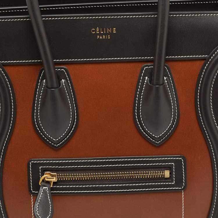 Pre Owned Celine Tricolor Leather Micro Luggage Tote